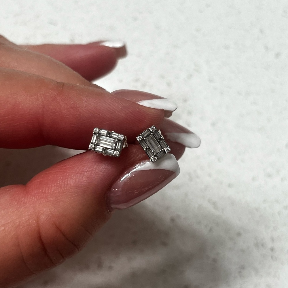 Pandora Silver Stud Earrings with Sparkling Stones